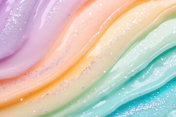Poster - Playful pastel rainbow gradient featuring lilac, mint, and peach tones with glitter details, ideal for whimsical designs