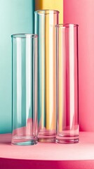Poster - Creating a Colorful Display With Three Transparent Test Tubes Illuminated by Gradient Light