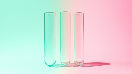Poster - Transparent Test Tubes Illuminated by Gradient Light Create a Captivating Visual Display