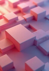 Aufkleber - Pink Cubes Abstract Artwork