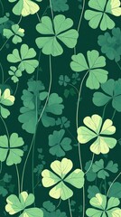 Poster - Delicate Pattern of Three Leaf Clovers Creates a Serene Background of Green Harmony