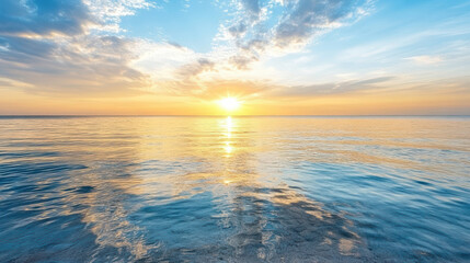 Wall Mural - serene ocean sunset with vibrant colors reflecting on calm waters