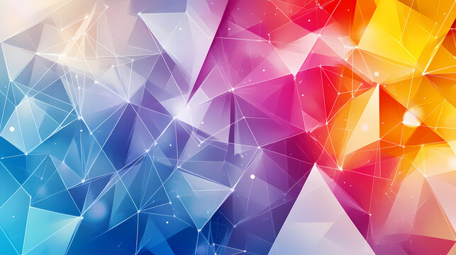 Abstract geometric design featuring vibrant colors and intricate triangular patterns for digital art. Generative AI