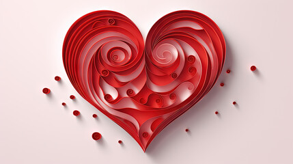 Poster - Valentine's Day greeting card with red heart in floral ornament of love