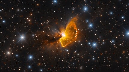 Wall Mural - Bright luminous nebula glowing in deep space with vibrant stars surrounding it