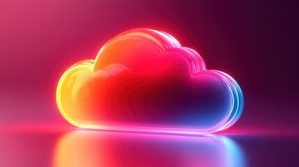 Wall Mural - Sleek cloud download icon on white backdrop, modern design emphasizes simplicity and functionality, ideal for tech-related contexts