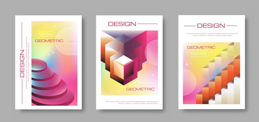 Wall Mural - abstract gradient posters set. minimalistic creativity and art. gradient psychedelic ornaments. flye