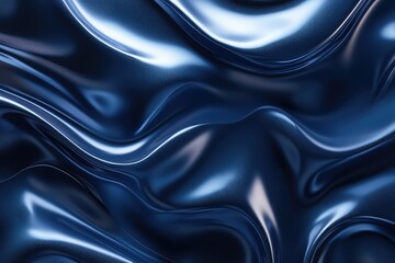 Poster - Luxurious navy blue silk texture with smooth folds and shimmering metallic effects, creating a sophisticated presentation backdrop