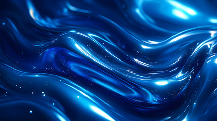 Poster - Background of the surface of a blue shiny liquid moving.