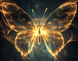 Poster - Golden Butterfly Glow