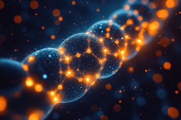 Poster - Visual representation of molecular structures emitting bright lights in a cosmic setting