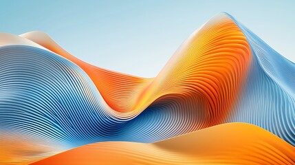 Wall Mural - Vibrant abstract wave textures in orange blanc and blue creating depth and flow
