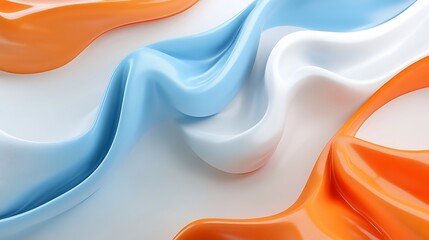 Wall Mural - Vibrant abstract wave textures in orange blanc and blue creating depth and flow