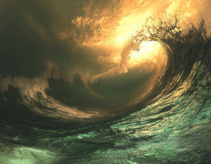 Wall Mural - Golden Ocean Wave