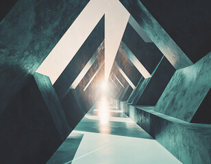 Canvas Print - Abstract Concrete Corridor