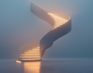 Canvas Print - Illuminated Spiral Staircase