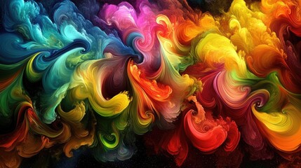 Poster - Vivid swirling abstract art in a spectrum of colors. Ideal for backgrounds, posters, or digital art projects.