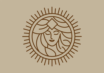 Athena the goddess black vector icon line logo illustration design isolated background
