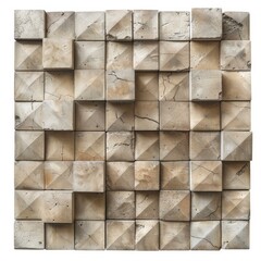 Poster - Wooden wall panel creating a textured surface with a repeating pattern of pyramid shapes, adding depth and visual interest to interior design