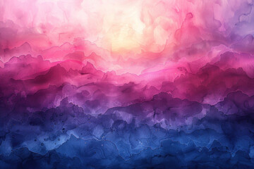 Poster - abstract watercolor composition made in soft pink, purple and blue tones.  