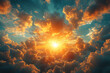 © Design Adelsa - Golden Sunset Cloudscape Radiant Sunbeams Above
