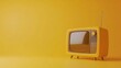 © Thirakun - A classic television set with a bulky design on a bright yellow background