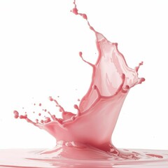 Poster - Strawberry milkshake splashing and making a crown shape on a white background