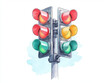 © NanisHappy - Traffic signal with red, yellow, and green lights, showcasing vibrant design. lights are arranged vertically, indicating stop, caution, and go