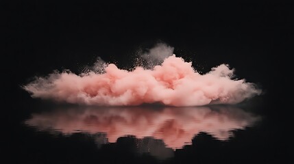 Abstract soft pink pastel ink smoke cloud with black background illustration