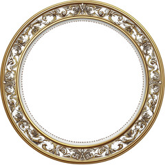 Poster - Gold-Framed Circular Design with Ornate Pattern isolated transparent background