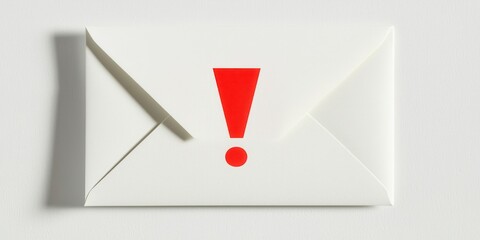 Poster - warning. white envelope with a red exclamation mark, signaling important communication.