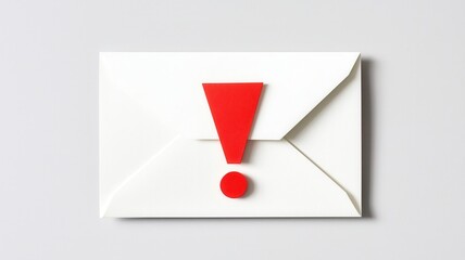 Poster - Warning. Envelope with red exclamation mark indicating urgency or important message.