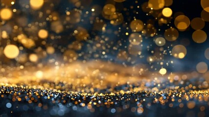 Poster - stunning golden bokeh lights shimmer against dark background, creating enchanting texture perfect fo