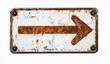 © Digital Dreamscapes - Rusty metal arrow sign indicates direction on weathered background.