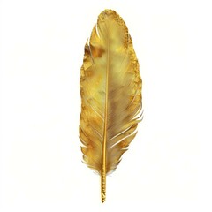 Poster - Golden feather representing luxury, wealth and elegance on a white background