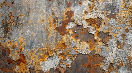 Grungy industrial scene with rusty metal, peeling paint, and weathered textures of urban decay