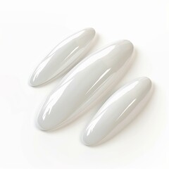 Aufkleber - Three white glossy oblong shapes are creating an abstract composition on white background
