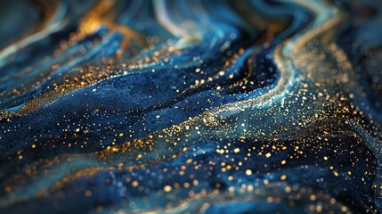 Poster - Enchanting abstract background of blue and gold glitter with bokeh effect and watercolor style