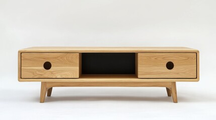 Wall Mural - Modern Light Oak Wooden TV Stand with Drawers