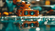 © Ahmad - Robotic arm with dual cameras inspecting a reflective surface.