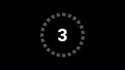 3 seconds countdown timer from 3 to 0 with transparent background , circle countdown timer with alpha channel in 4k.