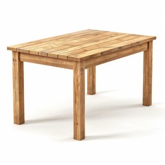 Poster - Rustic wooden table with light brown planks isolated on a white background, perfect for dining or working
