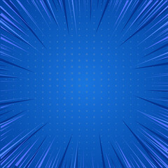 Leinwandbilder - Dynamic blue comic book background with halftone and radial speed lines. Perfect for action scenes. 