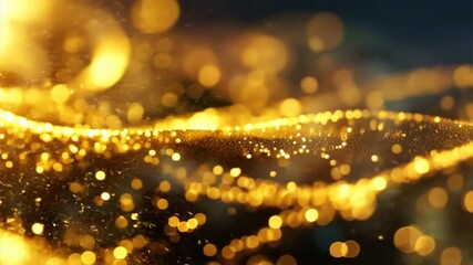 Poster - golden bokeh lights shimmering background of sparkle and texture for festive celebrations and abstra