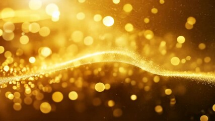 Poster - golden bokeh background with shimmering lights and warm waves, creating festive atmosphere filled wi