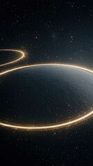 Poster - Planet surrounded by glowing galaxy rings outer space digital art cosmic environment wide angle celestial concept