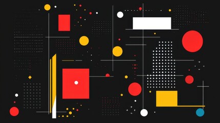 Poster - Abstract geometric shapes pattern with vibrant colors on a dark background for creative design and digital art projects
