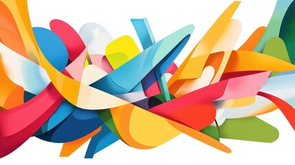 Poster - Vibrant Abstract Composition with Colorful Curves and Shapes, Ideal for Creative Projects and Digital Art