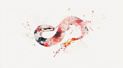 Aufkleber - abstract watercolor illustration of a vibrant snake with colorful splash effects on a light backgrou