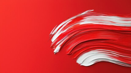 Poster - Dynamic Red and White Abstract Brush Stroke on Bold Red Background for Creative and Artistic Projects